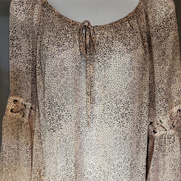 Style & Co. Tan Tie Front Tunic with Relaxed Bell Sleeves - Picture 3 of 10